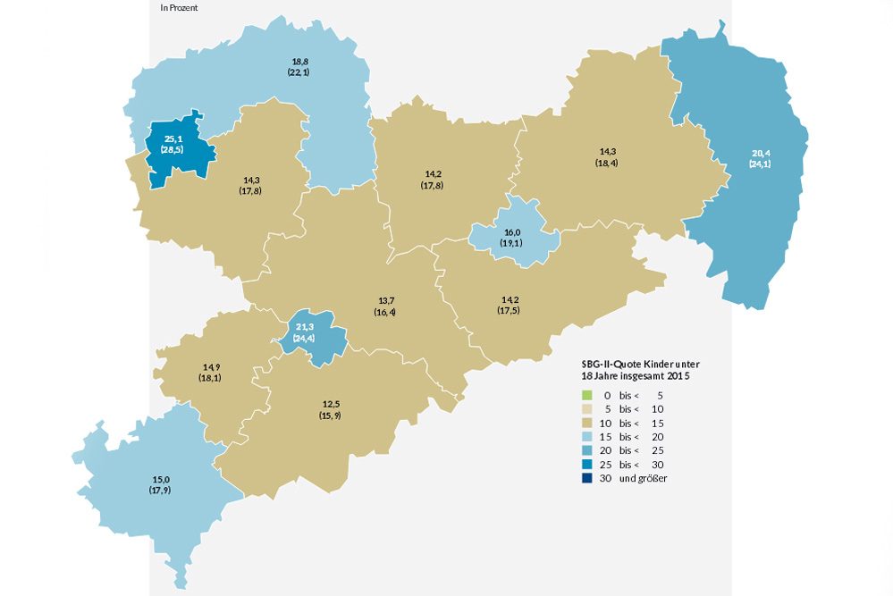 Kinder in SGB-II-Familien in Sachsen. Grafik: Bertelsmann Stiftung