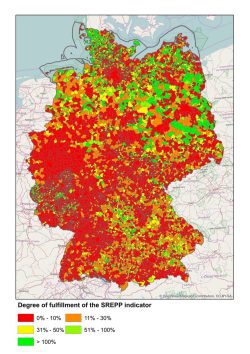 Die Energiewende-Landkarte stellt Vorreiter und Nachzügler unter allen den deutschen Gemeinden klar heraus. Als Basis dafür berechneten die Forscher einen Indikator, der nicht nur die schiere Strommenge berücksichtigt, sondern auch die Flexibilität eines dezentralen Kraftwerk-Ensembles. Foto: UFZ; Applied Energy/Elsevier