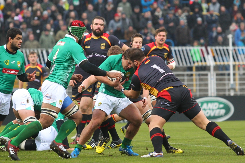 Gerangel in Probstheida: Das deutsche Rugby-Team behielt gegen Brasilien erneut die Oberhand. Foto: Jan Kaefer
