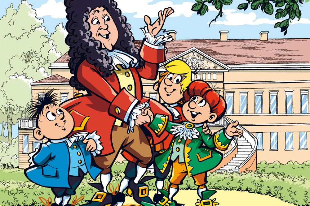 Titelmotiv zu „Abenteuer Wissenschaft – Die Abrafaxe unterwegs mit Gottfried Wilhelm Leibniz“. Berlin: MOSAIK, 2016. Foto: MOSAIK – Die Abrafaxe 2016