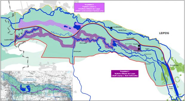 Geplante Wasserzuflüsse für die Lebendige Luppe. Grafik: Lebendige Luppe / NABU