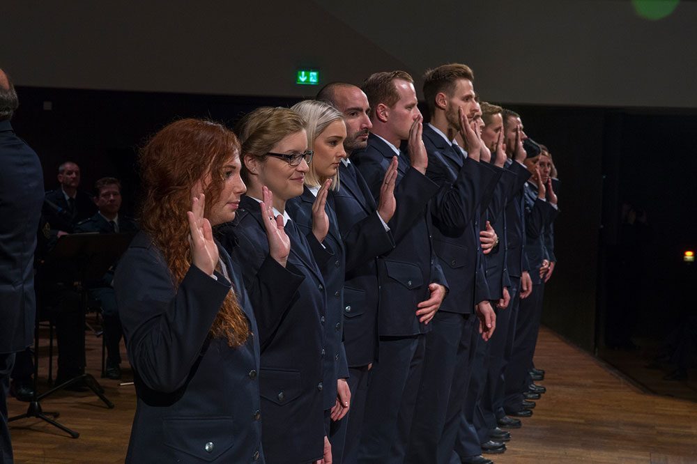 Vereidigung von Polizeimeisteranwärterinnen und -anwärtern. Foto: BPP