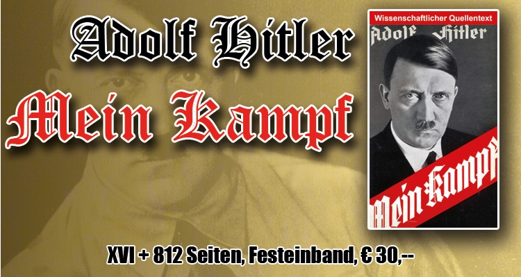 Werbung für „Mein Kampf“ von Adolf Hitler im Nachdruck. Screenshot Schelm Verlag 2016