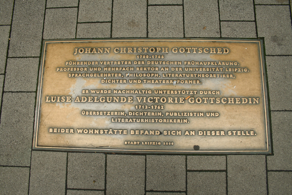 Erinnerungstafel an die einstige Wohnung der Gottscheds. Foto: Ralf Julke