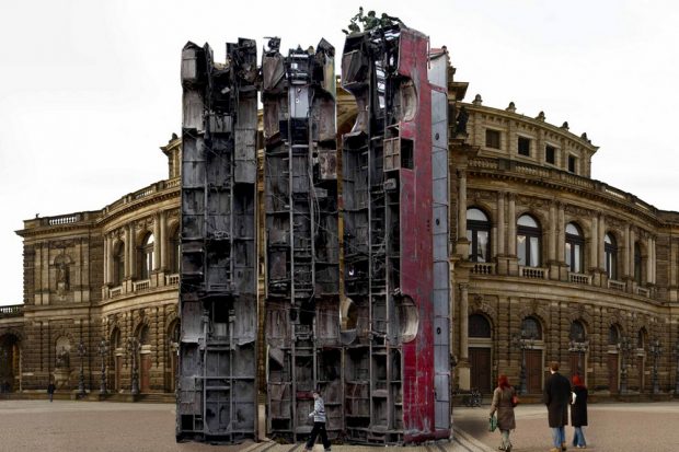 Projekt „Monument“ als Mahnmal für die Kriegsvertriebenen. Quelle: www.manaf-halbouni.com