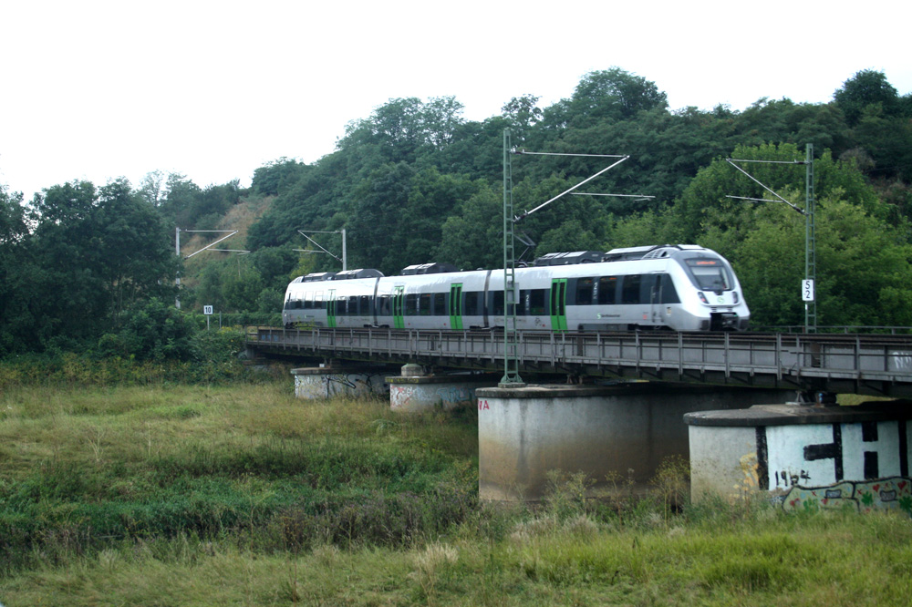 Die S1 beim Überqueren der Brücke über die Neue Luppe. Foto: Ralf Julke