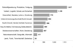 Die angebotenen Stellen nach Branchen im Januar. Grafik: Arbeitsagentur Leipzig