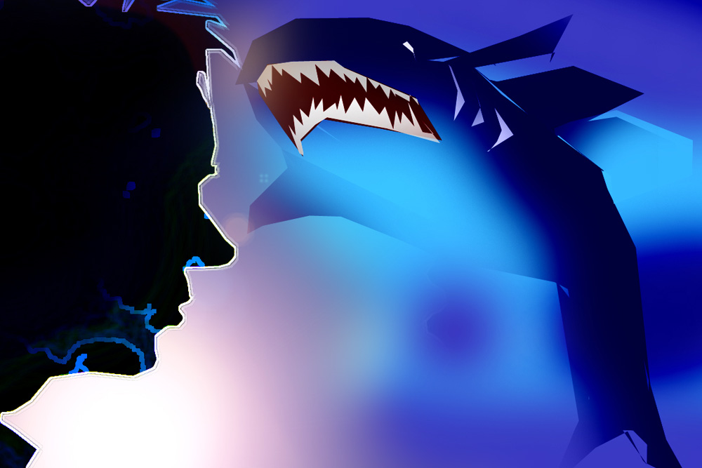 Herr L. und ein gewisser Haifisch, zwei Vertreter aus dem Bestiarium. Grafik: L_IZ