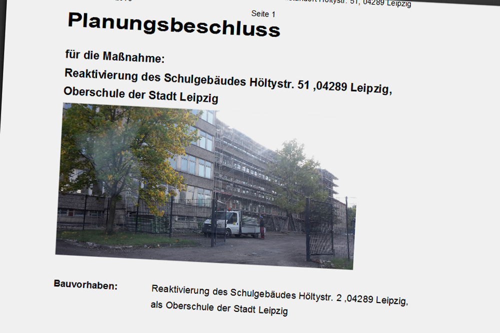 Vorlage für die Reaktivierung der Schule in der Höltystraße. Screenshot: L-IZ