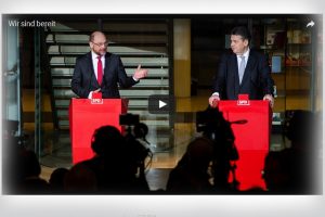 Martin Schulz und Sigmar Gabriel im Videoclip der SPD. Screenshot: L-IZ