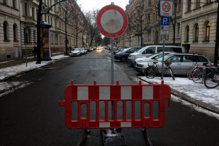 An der Tschaikowskistraße ist ebenfalls gesperrt. Foto: L-IZ.de