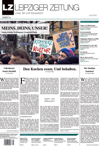 Das Titelblatt der LEIPZIGER ZEITUNG Ausgabe 40 im Februar 2017. Screen LZ