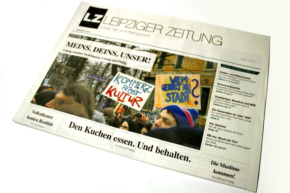 Titelseite der LZ Nr. 40: Meins. Deins. Unser. Foto: Ralf Julke