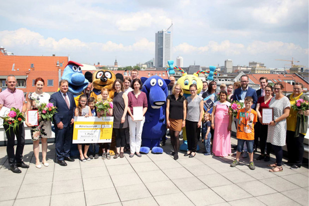 Die Preisträger des achten Familienfreundlichkeitspreises der Stadt Leipzig am 04. Juni 2016. Foto: Mahmoud Dabdoub