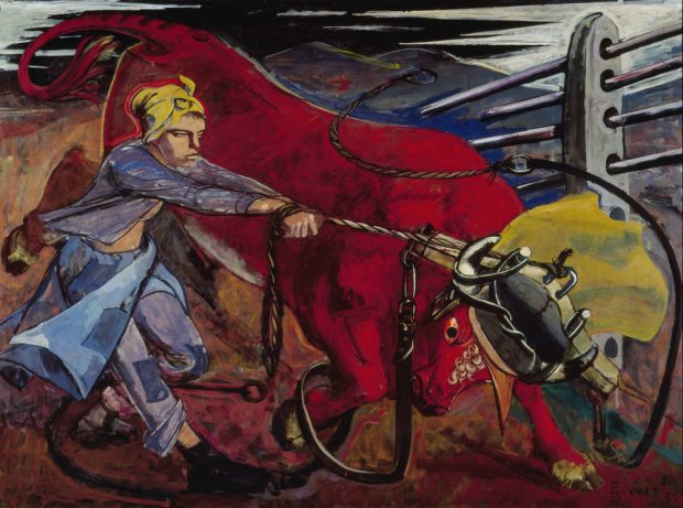 Elisabeth Voigt: Der rote Stier, Öl auf Leinwand. Copyright: Museum der bildenden Künste