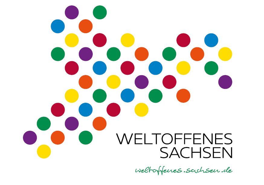 Logo Landesprogramm Weltoffenes Sachsen für Demokratie und Toleranz. Foto: SMGI