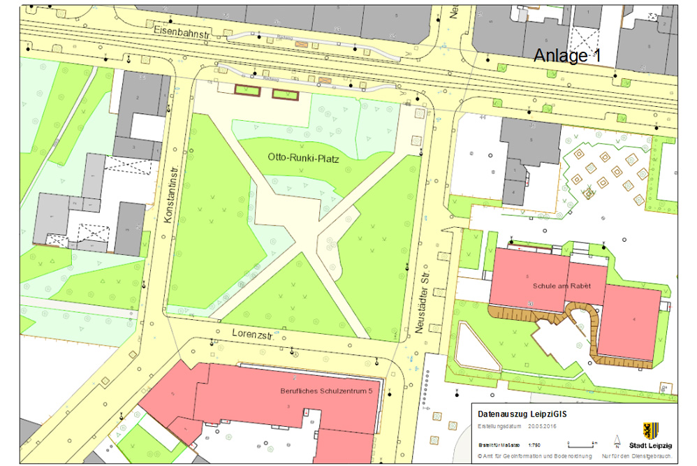 Der Otto-Runki-Platz. Karte: Stadt Leipzig