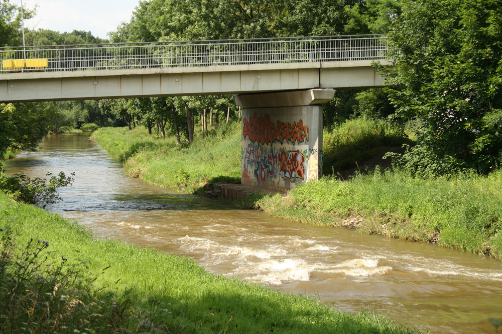 Die Pleiße am Goethesteig. Foto: Ralf Julke