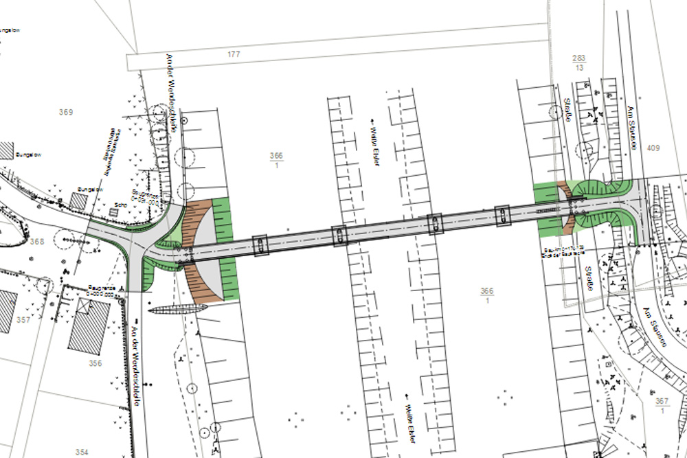 Lageplan der Erikenbrücke. Karte: Stadt Leipzig, ZV Neue Harth