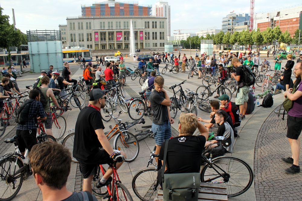 Critical Mass am 12. Juni 2017 auf dem Augustusplatz. Foto: Andreas Bernatschek