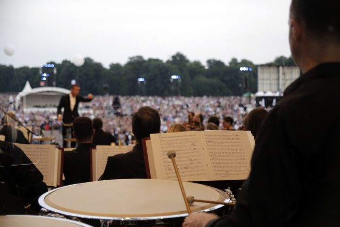 Die Gewandhausmusiker im Leipziger Grün. Foto: Alexander Böhm
