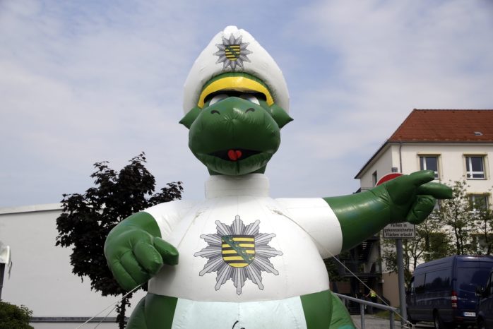 Polizeimaskotchen Poldi. Foto: Alexander Böhm