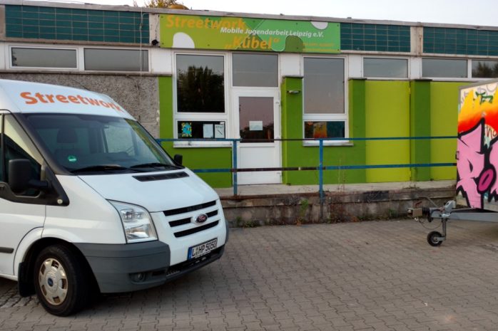 Das Zentrum der Jugendarbeiter. Der "Kübel" in Grünau. Foto: Mobile Jugendarbeit Leipzig e.V.