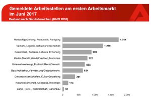 Die gemeldeten Arbeitsstellen nach Branchen. Grafik: Arbeitsagentur Leipzig