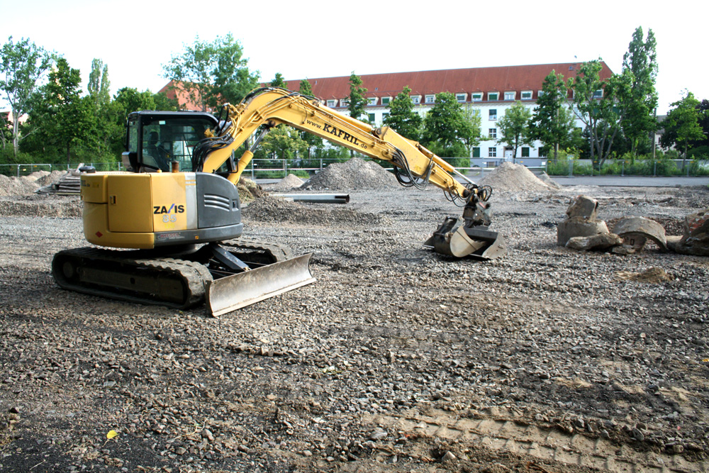 Bauplatz für Kita und Förderschule an der Alten Messe. Foto: Ralf Julke