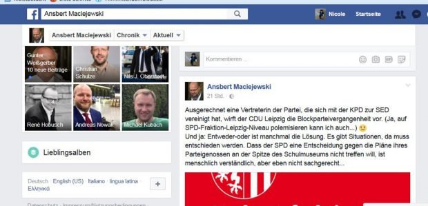 Das Facebook-Statement von Ansbert Maciejewski. Screenshot: Nicole Wohlfarth