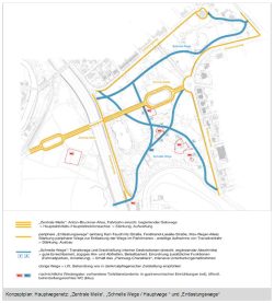 Das geplante Wegesystem im Clara-Zetkin-Park. Karte: Stadt Leipzig, Entwicklungskonzept Clara-Zetkin-Park und Johannapark