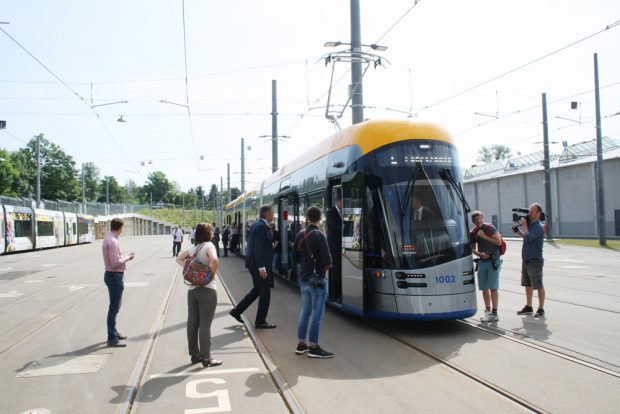 Der neue XL beim Pressetermin im Straßenbahnhof Dölitz. Foto: Ralf Julke