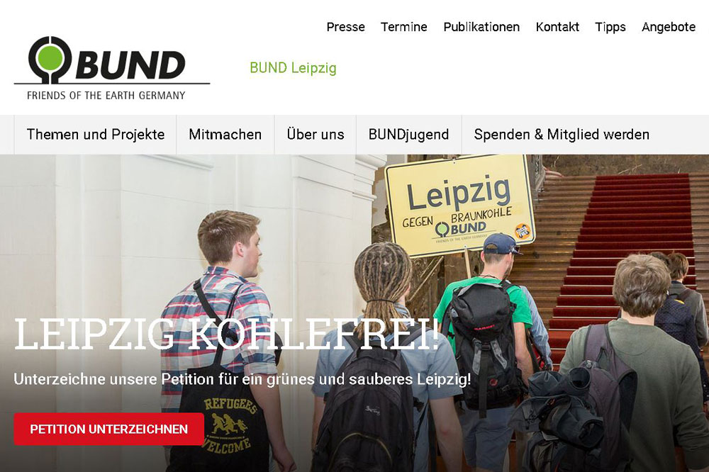 Die neue Website. Foto: BUND Leipzig