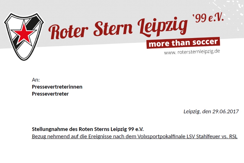 Der Rote Stern widerspricht den Darstellungen zum 16. Juni 2017. Screen Pressemitteilung