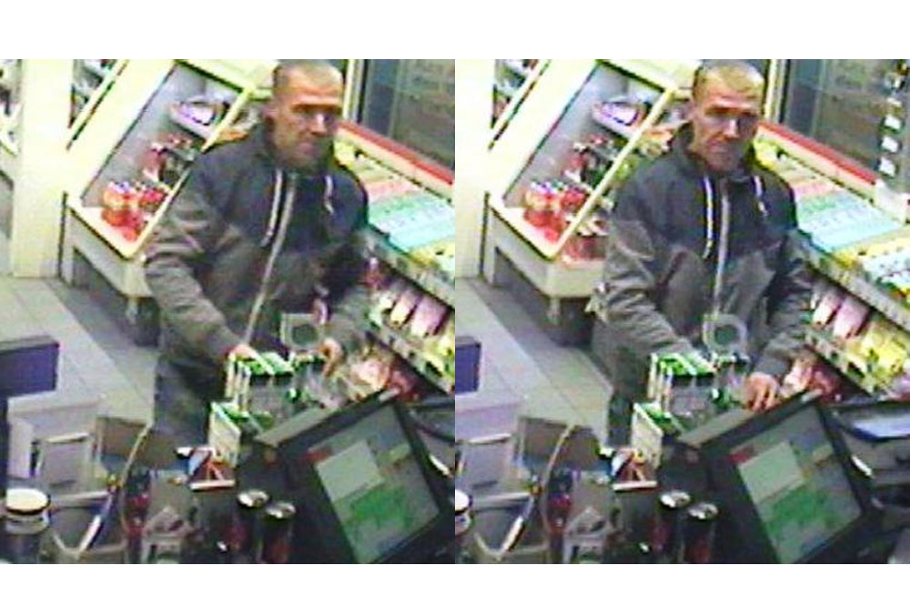 Der Täter beim Bezahlen in der Tankstelle. Foto: PD Leipzig