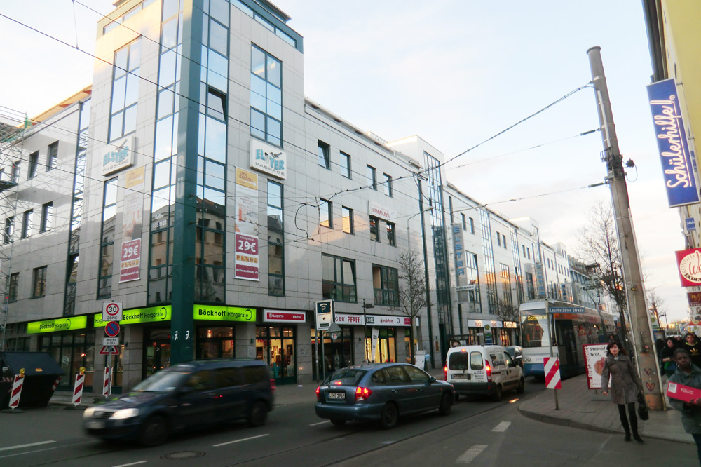 Möglicher Ampelstandort an der Elsterpassage. Archivfoto: Marko Hofmann