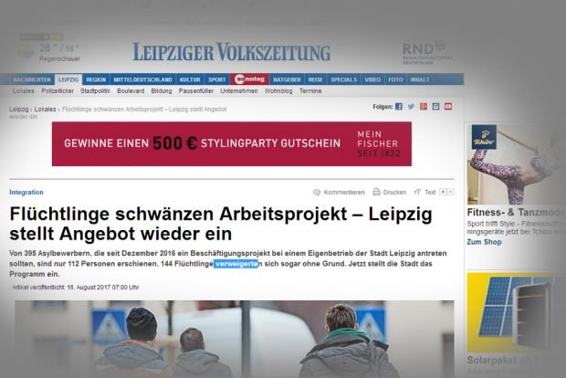 Die Schlagzeile der LVZ. Screenshot: L-IZ