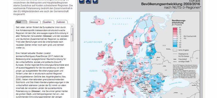 Bevölkerungsverschiebungen in Europa. Grafik: IfL, Nationalatlas
