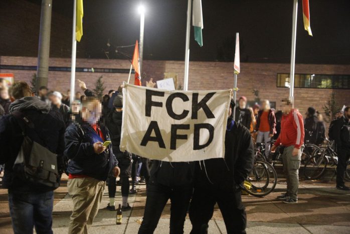 Nein zur AfD heißt der Leitspruch des Abends. Foto: L-IZ.de