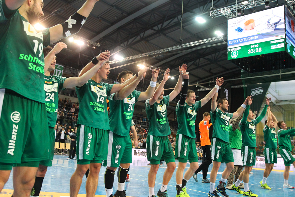 Erst die Arbeit - und dann der Jubel. Heimsieg für den SC DHfK. Foto: Jan Kaefer