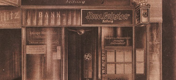 Die neue City-Filiale der Neuen Leipziger Zeitung auf der Petersstraße. Foto: NLZ (Bilderwoche, 1926)