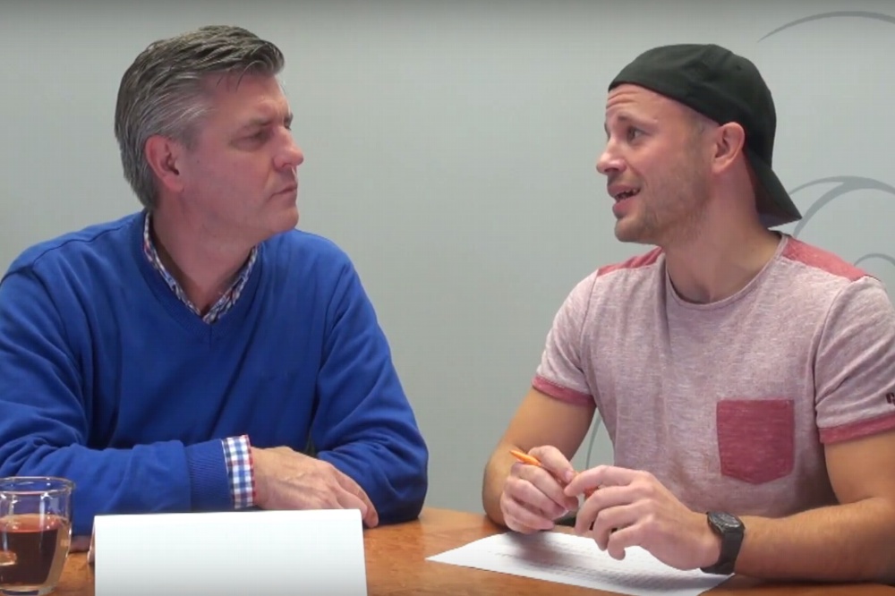 Norman Landgraf und Martin Hoch parlieren wieder über lokalen Sport in Leipzig. Foto: Screen Video Heimspiel TV