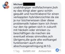 Selbstjustiz im Netz. Bei Facebook deutet jemand an, Wölfe selbst töten zu wollen, 5 weiteren gefällt das. Screen Facebook