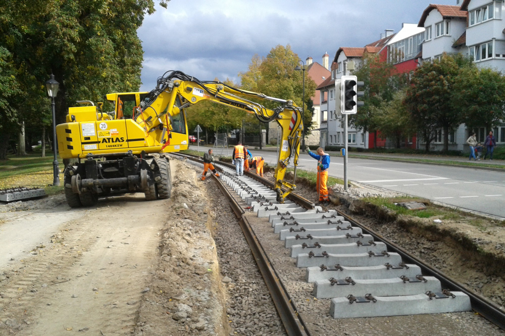 Bauarbeiten am neuen Gleis. Foto: Naumburger Straßenbahn GmbH