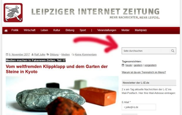 Die Suchfunktion der L-IZ. Screenshot: L-IZ