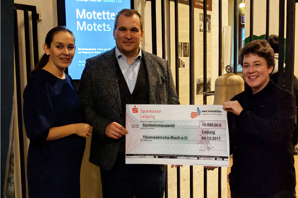 Großzügige Spende eines Leipziger Unternehmens. Foto: Thomaskirche – Bach e.V.