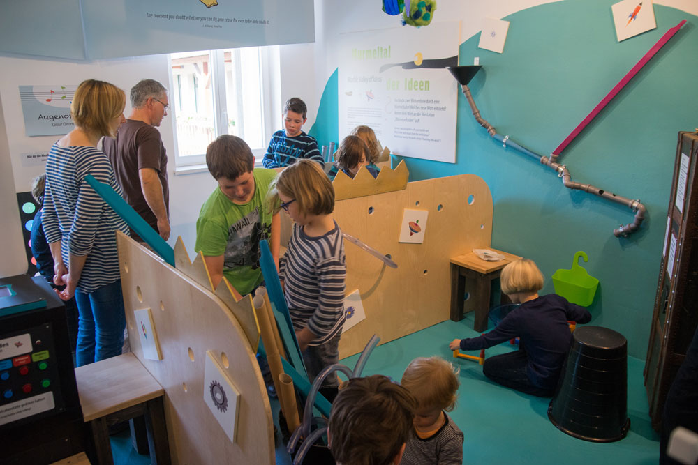 Die „Murmelbahn der Ideen“ im „Königreich der Phantasie“. Foto: Unikatum/Roland Kersting