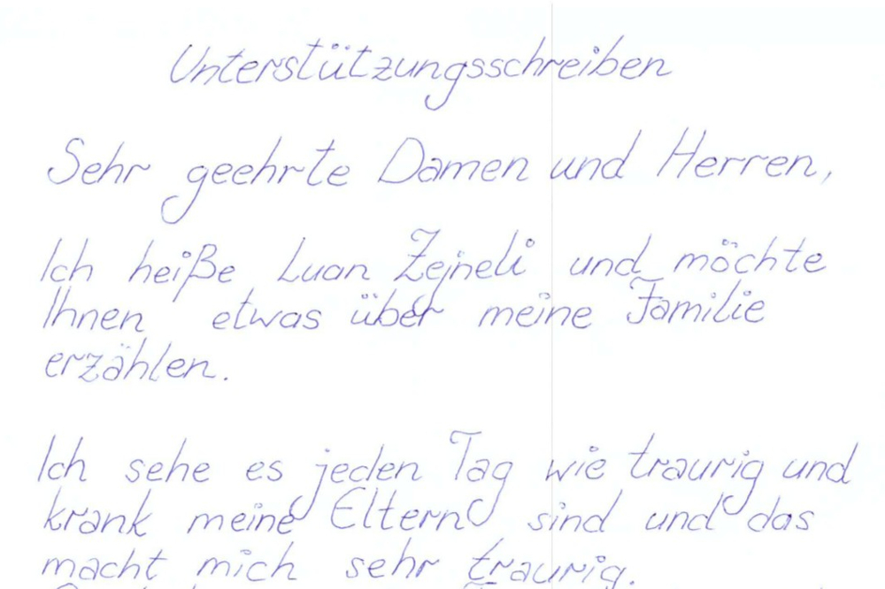 Das Schreiben an die Härtefallkommission. Foto: privat