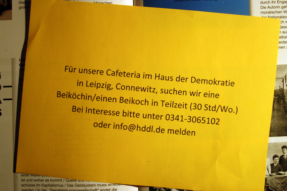 Beiköchin / Beikoch gesucht. Foto: Ralf Julke