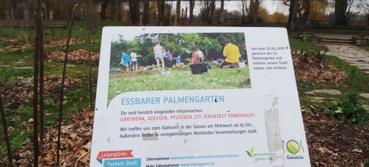 Infotafel Essbare Stadt im Palmengarten. Foto: Grüne Fraktion Leipzig